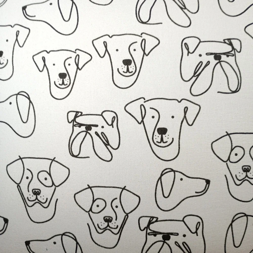 Dog Print Throw Pillow Black White Sketch Pattern with Red Trim 18x18 Home Decor